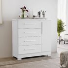 Cômoda 4 Gavetas 1 Porta Nt 5185  Branco New/rosa