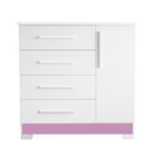 Cômoda 4 Gavetas 1 Porta Nt 5185  Branco New/rosa
