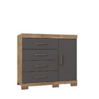 Cômoda 4 Gavetas 1 Porta Plus 1.4 Com Pés Atacama/grafite