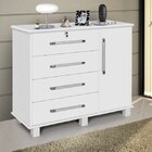 Cômoda 4 Gavetas 1 Portas Lisboa Quarto Branco
