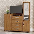 Cômoda 4 Gavetas 2 Portas E Espelho Copacabana Amêndoa