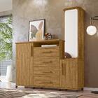 Cômoda 4 Gavetas 2 Portas E Espelho Copacabana Amêndoa
