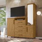 Cômoda 4 Gavetas 2 Portas E Espelho Copacabana Amêndoa