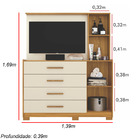 Cômoda 4 Gavetas 2 Portas Espelho Ilhabela - Móveis Albatroz