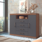 Comôda 4 Gavetas 2 Portas Londres Jatobá Grafite