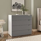 Cômoda 4 Gavetas 83,8cm X 90cm Porto Branco/cinza
