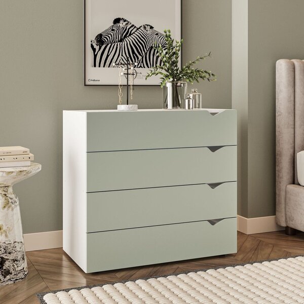 Cômoda 4 Gavetas 83,8cm X 90cm Porto Branco/verde