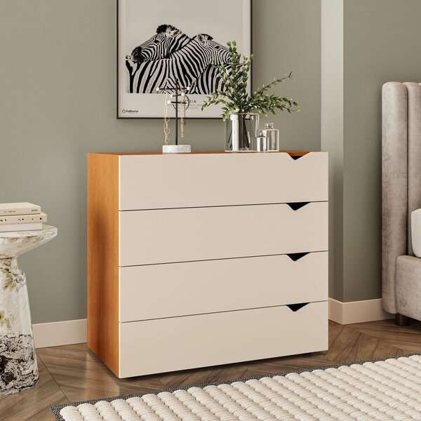 Cômoda 4 Gavetas 83,8cm X 90cm Porto Freijó/creme