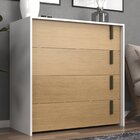 Cômoda 4 Gavetas 90x90x45cm Melissa Branco / Nogal