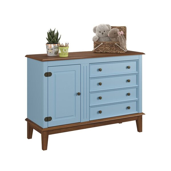 Cômoda 4 Gavetas + 1 Porta Azul Claro