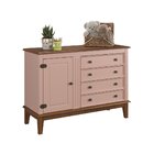 Cômoda 4 Gavetas + 1 Porta Rosa