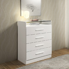 Cômoda 4 Gavetas  New Atos C- Vidro D Doro Móveis  Branco