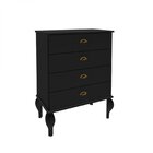 Cômoda 4 Gavetas Clássica Movelbento Preto