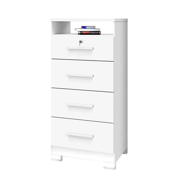 Cômoda 4 Gavetas Colmeia E Chave Branco Ártico New Primordial