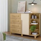 Cômoda 4 Gavetas Com 1 Porta E Nichos Laterais Andorra Cinamo