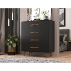 Cômoda 4 Gavetas Com Pés Retrô 90cmx90cm Pádua Preto