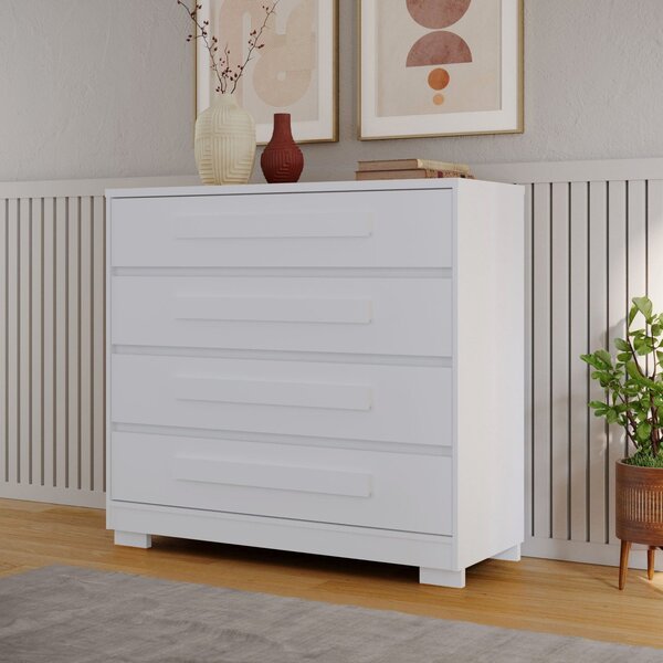 Cômoda 4 Gavetas Com Puxadores 100% Mdf Moana Branco