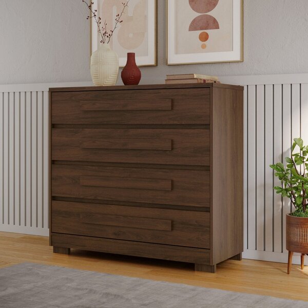 Cômoda 4 Gavetas Com Puxadores 100% Mdf Moana Jacarandá Madei