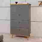 Cômoda 4 Gavetas Dallas Cinza Com Carvalho Rede Móveis