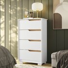 Cômoda 4 Gavetas Doble Branco / Freijó