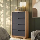 Cômoda 4 Gavetas Doble Freijó / Titanium