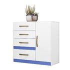 Cômoda 4 Gavetas E 1 Porta Branco Rosa Azul Lilás 70704