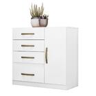 Cômoda 4 Gavetas E 1 Porta Branco Rosa Azul Lilás 70704