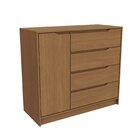 Cômoda 4 Gavetas E 1 Porta De Madeira Canela