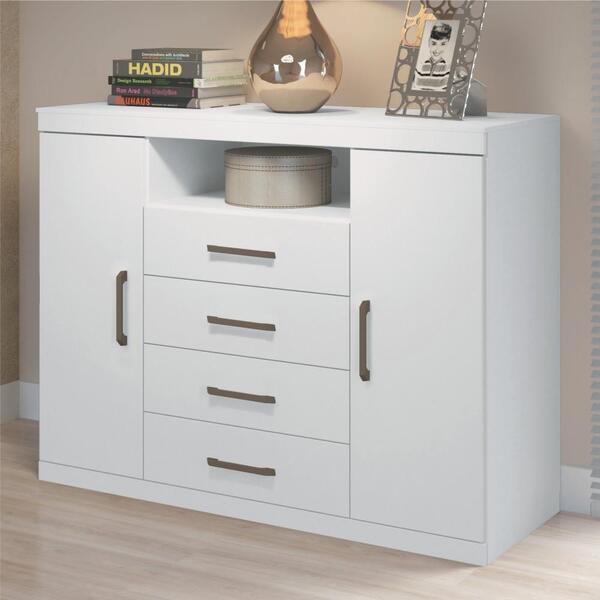 Cômoda 4 Gavetas E 2 Portas Thor Branco