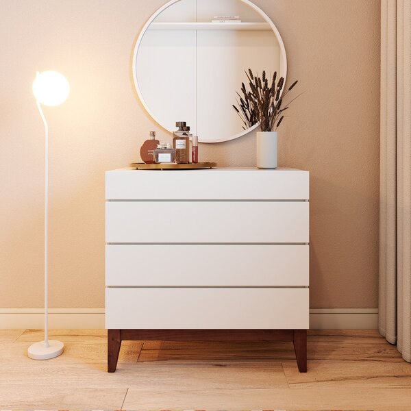 Cômoda 4 Gavetas Em Madeira E Mdf Fresh Yescasa Branco Gelo/i