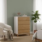 Cômoda 4 Gavetas Em Mdf E Madeira Maciça Linha Prata  Off Whi