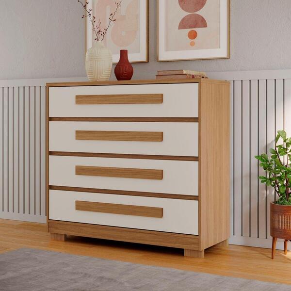 Cômoda 4 Gavetas Espaçosas Mdf Perola Miray Shop Jm