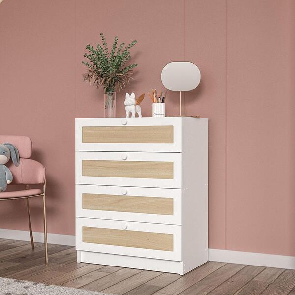 Cômoda 4 Gavetas Frente 3d Comic Mdp Politorno Branco/branco