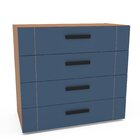 Cômoda 4 Gavetas Lisboa  Freijó/azul