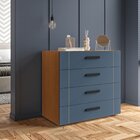 Cômoda 4 Gavetas Lisboa  Freijó/azul