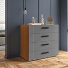 Cômoda 4 Gavetas Lisboa  Freijó/cinza