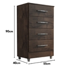 Comoda 4 Gavetas Marrom Chocolate Flavia Quarta Divisão