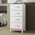 Cômoda 4 Gavetas Mobi Branco Fosco/rosa Matte