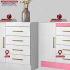 Cômoda 4 Gavetas Montevidéu Branco/rosa
