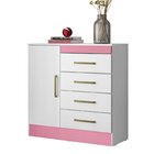 Cômoda 4 Gavetas Montevidéu Branco/rosa