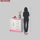 Cômoda 4 Gavetas Montevidéu Branco/rosa