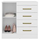 Comoda 4 Gavetas Montevideu Com Pe Branco/rosa/branco Flex -