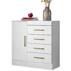 Comoda 4 Gavetas Montevideu Com Pe Branco/rosa/branco Flex -