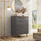 Cômoda 4 Gavetas New Conect Grafite/jatobá