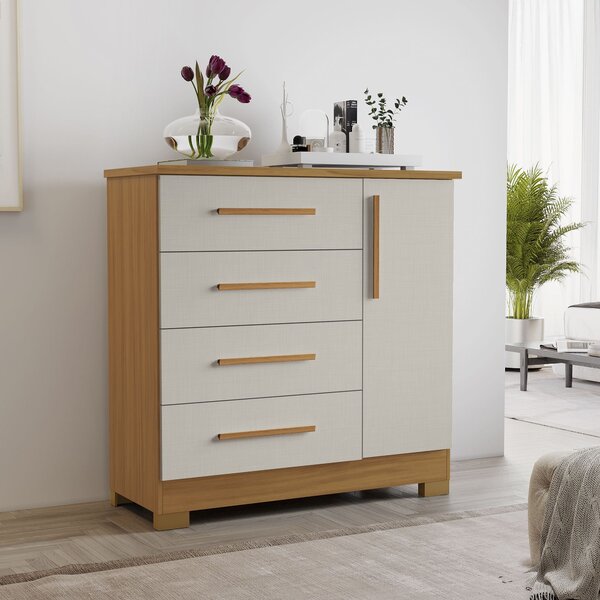 Cômoda 4 Gavetas Nt 5185  Freijó Trend/off White