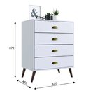 Cômoda 4 Gavetas Para Dormitório 87cm X 67cm Branco
