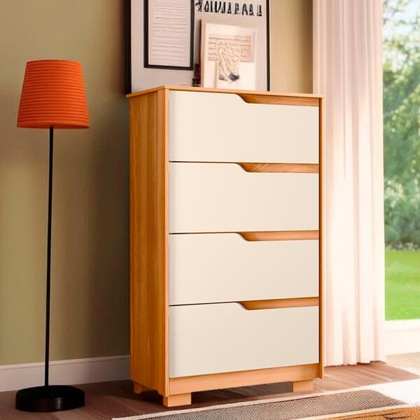 Cômoda 4 Gavetas Para Quarto Carvalho Grife Off White Flex Si