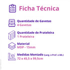 Cômoda 4 Gavetas Paris Chf Móveis