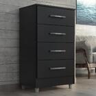 Comoda 4 Gavetas Preto Onix Flavia Quarta Divisão Moveis