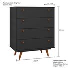 Cômoda 4 Gavetas Retrô 35  Preto